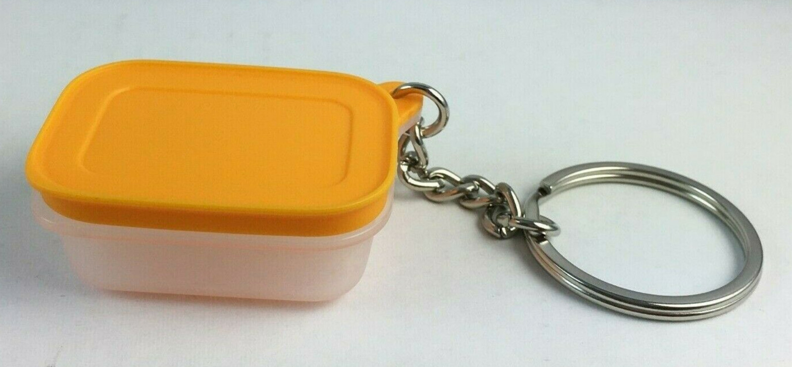 Tupperware Keychain Freezer mates Collectible Sheer Base Papaya Orange Seal New