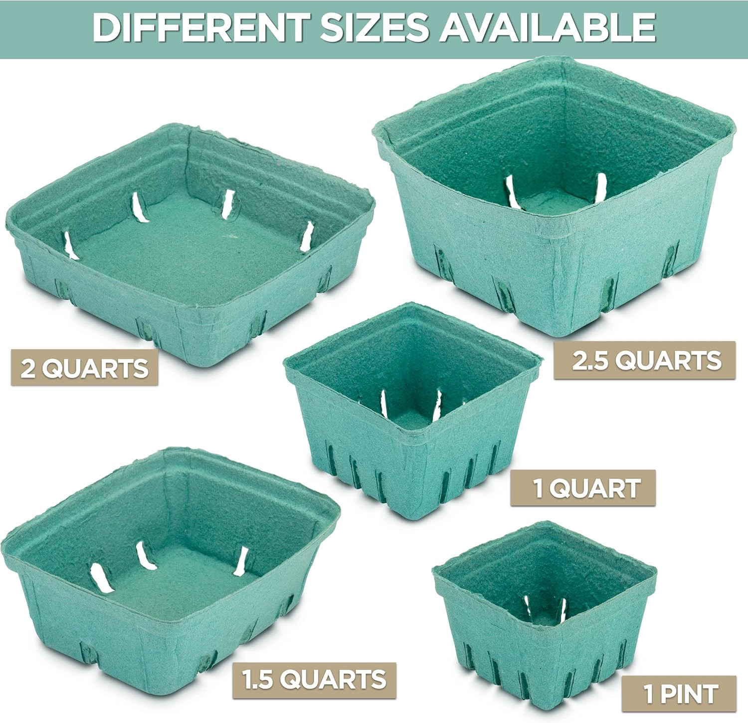 FMP Brands [250 Pack] Pint Green Molded Pulp Fiber Berry Basket Produce Vented C