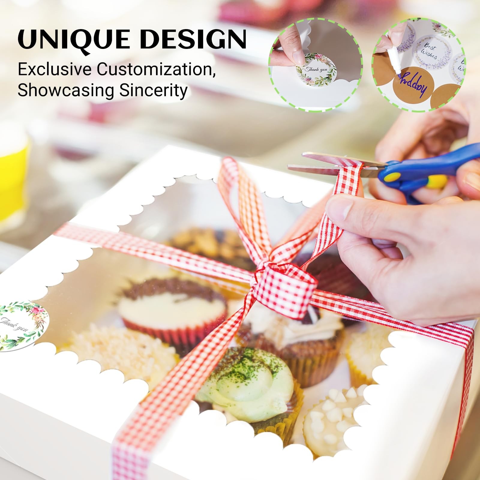 15 Pcs 10x10x8 Inch Tall Cake Boxes with Window, White Square Cheesecake Bake…