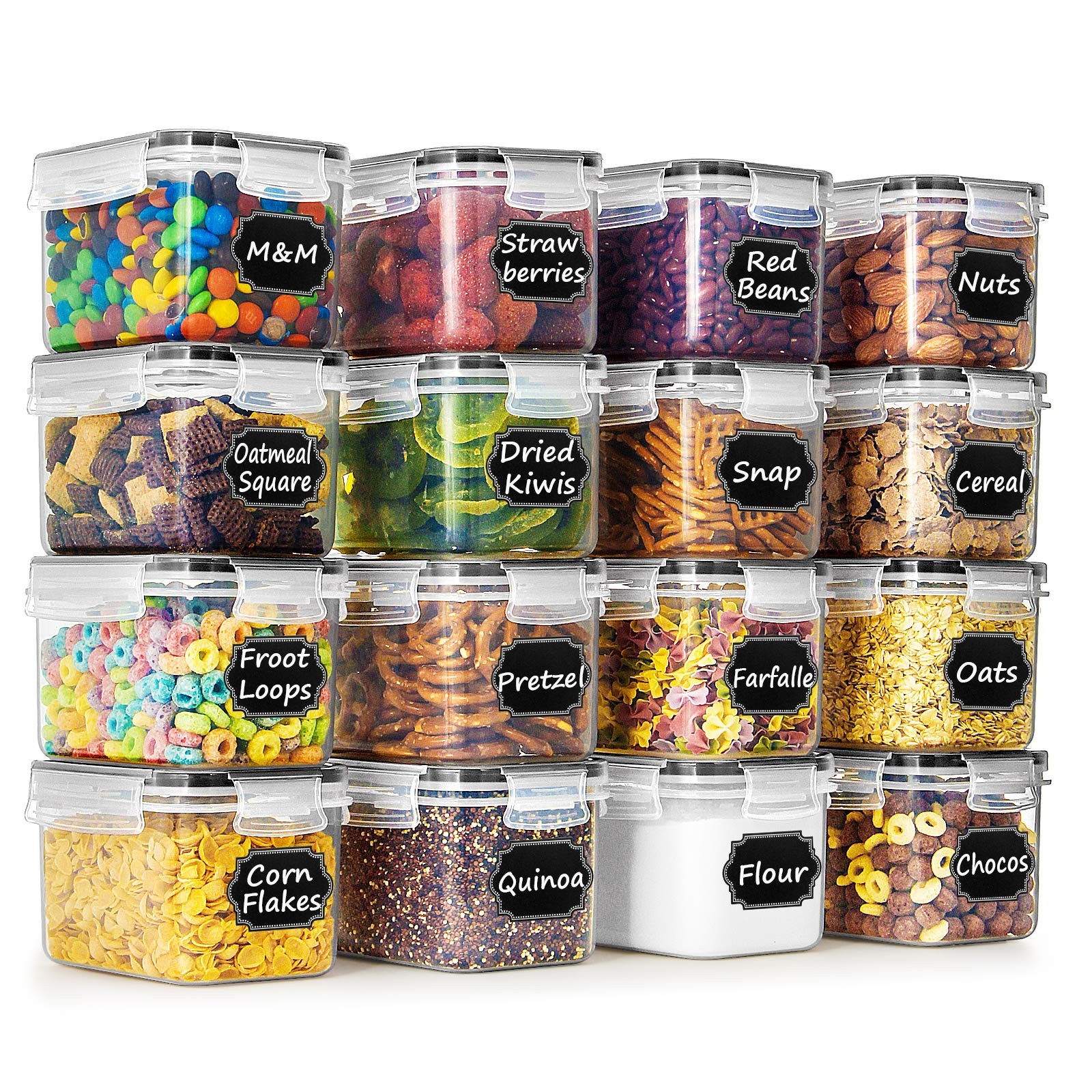 Wildone Cereal & Dry Food Storage Container Set of 16 [0.8L /3.38 Cups] for S…