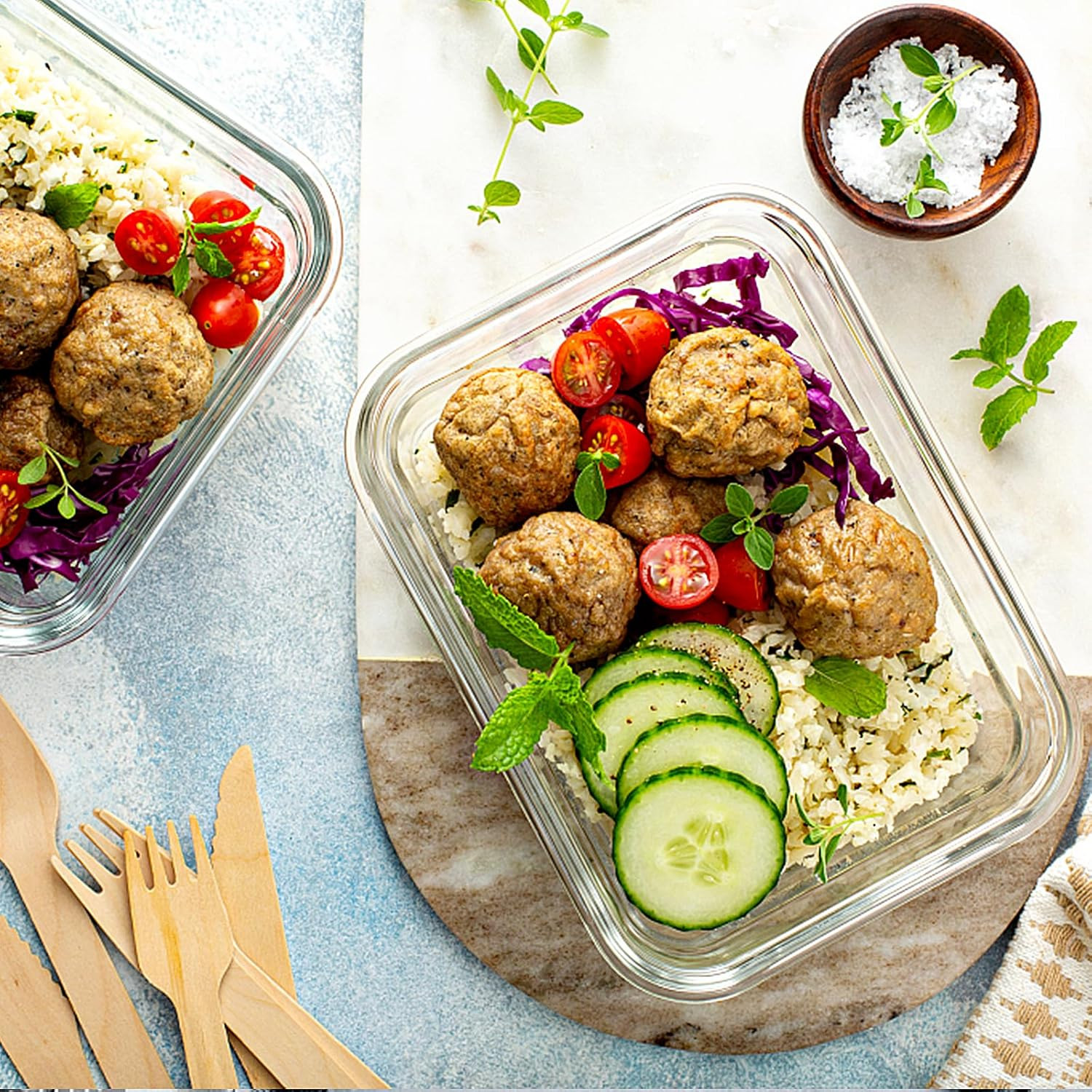 VERONES 10 Pack 22 OZ Glass Meal Prep Containers, Airtight Glass Lunch Container