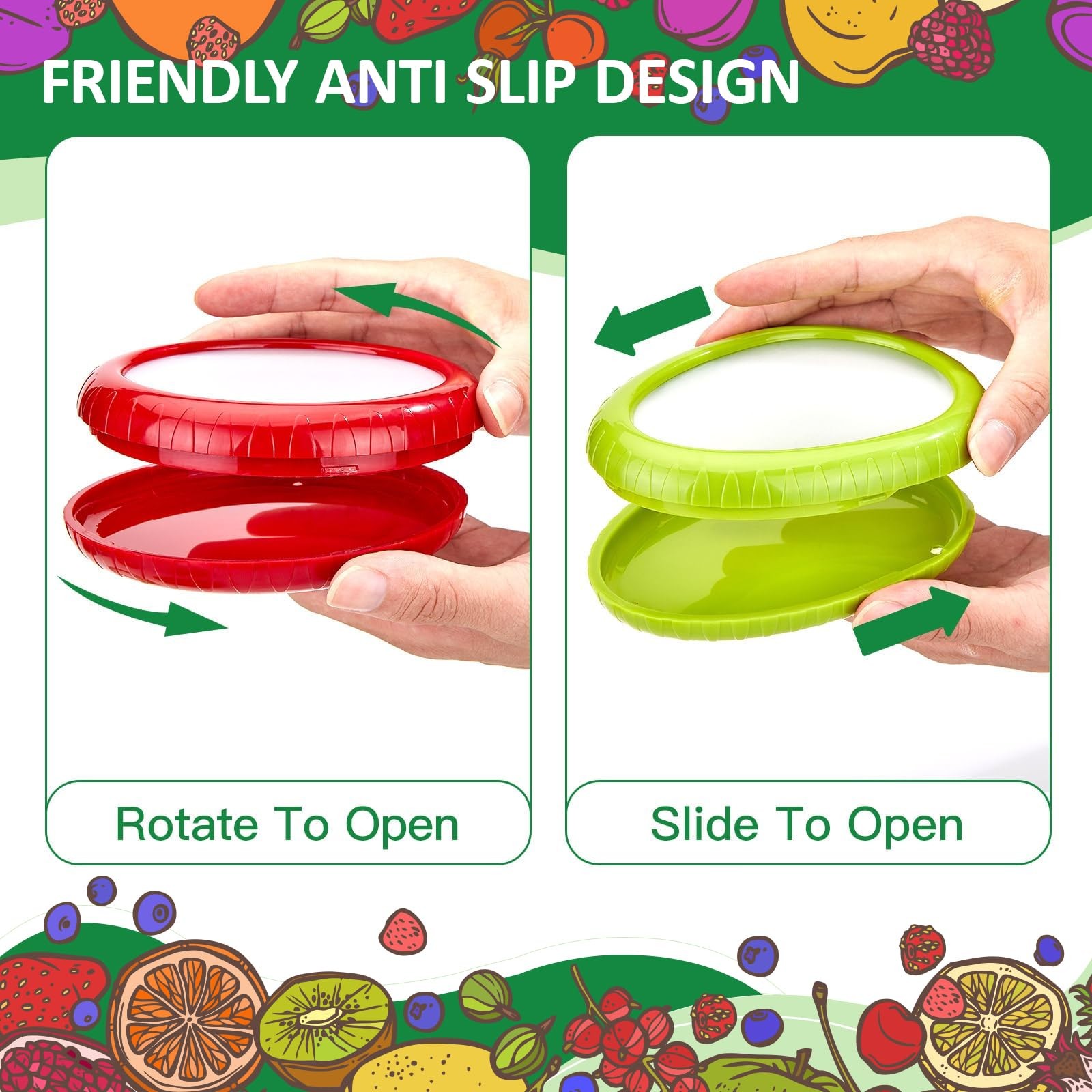 BAOKUA Avocado Saver and Set of 4 varying sizes, Purple, brown, green, red