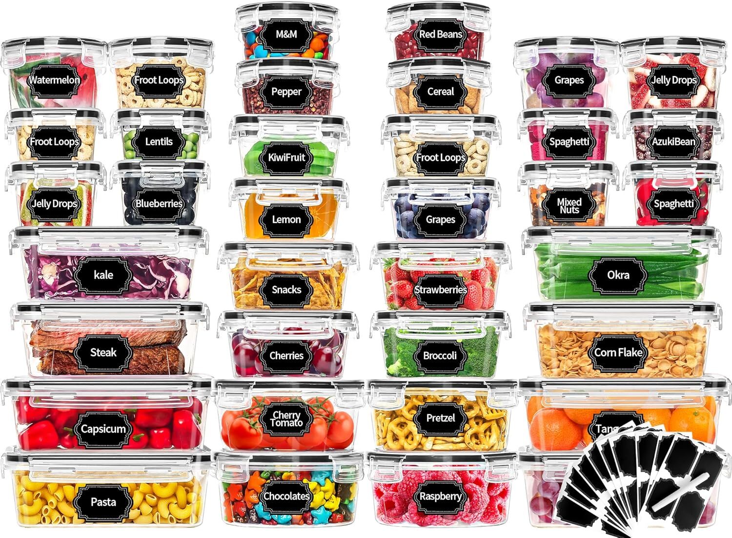 72 piece Food Storage Containers Set with Airtight Lids (36 Containers &36 Lids)