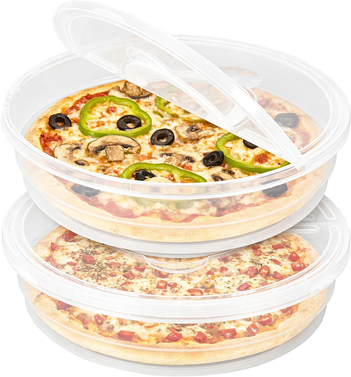 2 Pack 12 Inch 2-Compartment Food Storage Containers with Lids & Handles