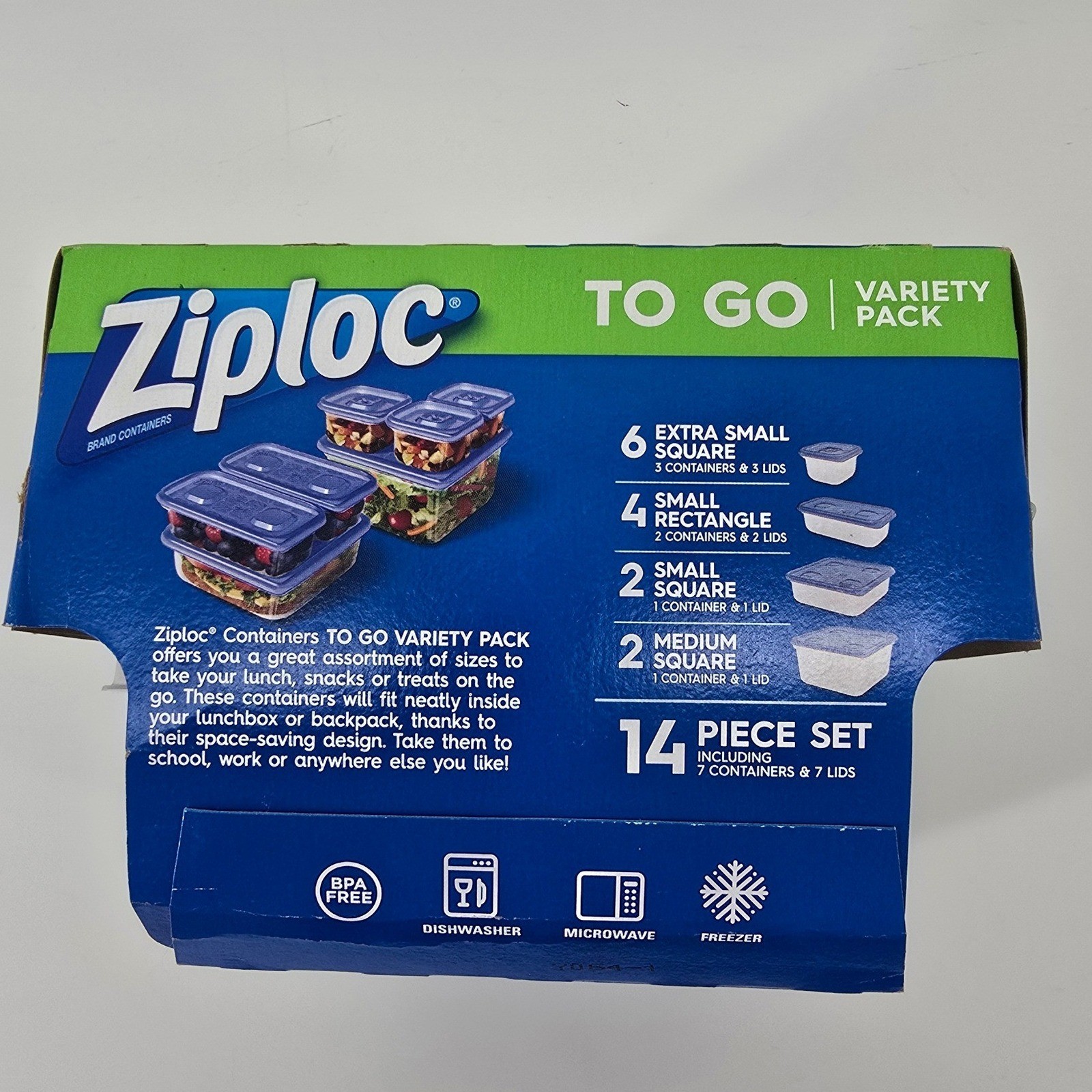 Ziploc Food Storage Containers Blue 14 Piece To Go Variety Pack Set