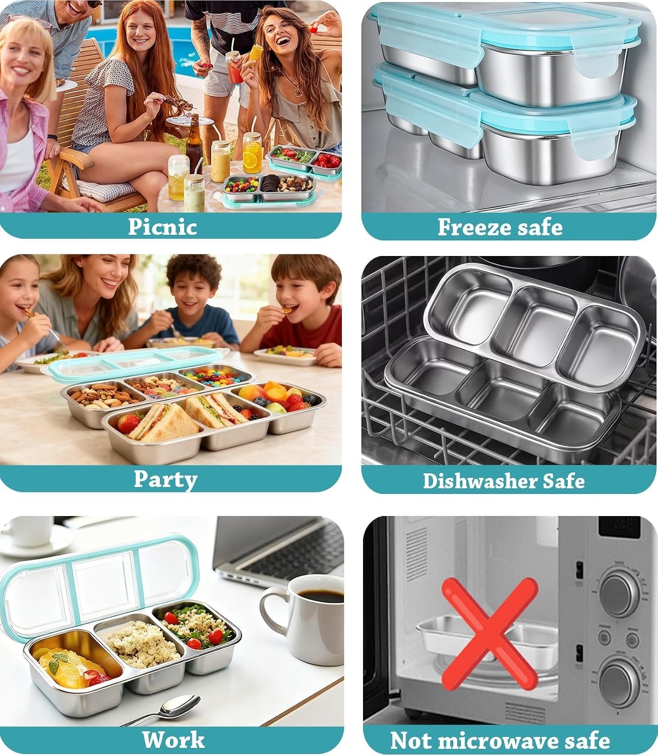 Portable 0.7L Stainless Steel Snack Container Set with Spoon – Dishwasher Safe