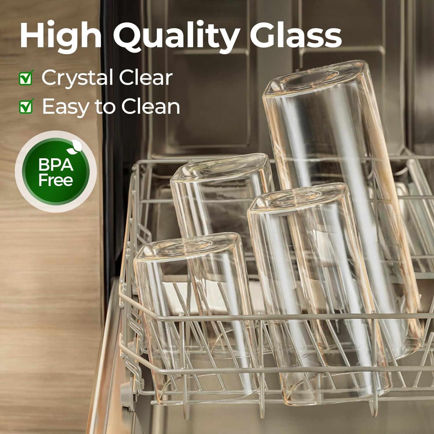 2.2 Qt Rectangle Glass Storage Containers W/ Lids Glass Jars W/ Bamboo Lids