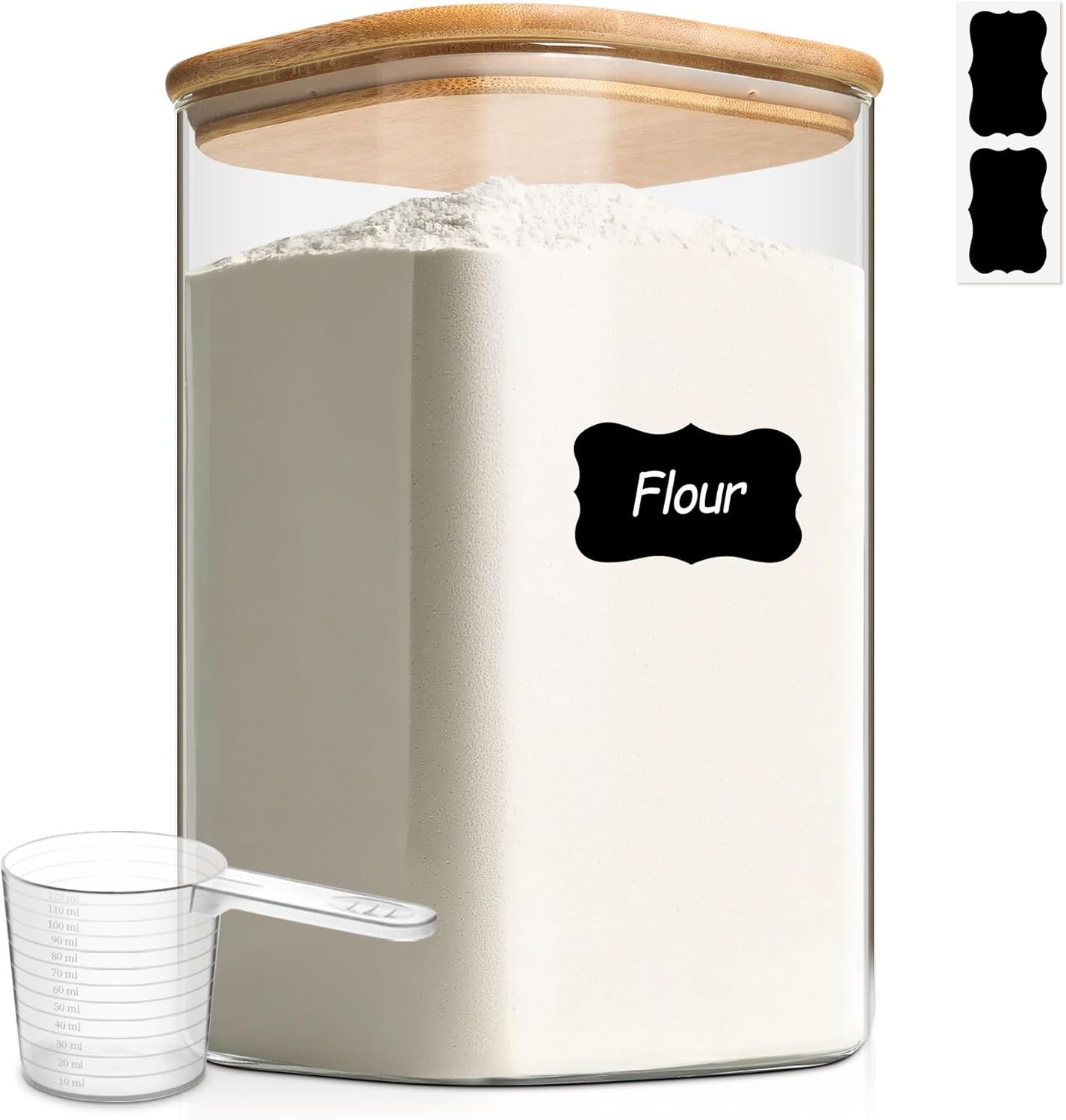 4.6Qt Glass Food Storage Containers 1.2 Gallon Glass Flour & Sugar Containers