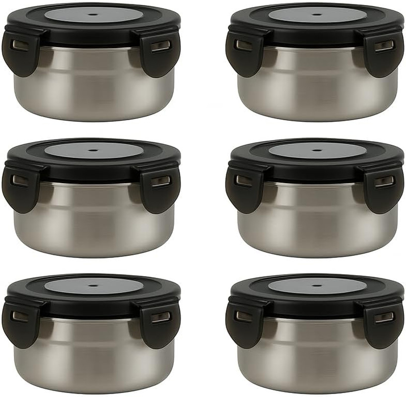 [6 Pack 4 Oz Small Condiment & Dip Containers with Leakproof Lids, Reusable Stai