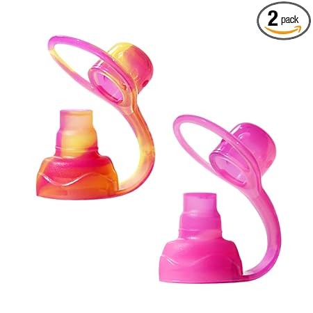 ChooMee SoftSip 2CT Food Pouch Top, Yellow Pink Swirl