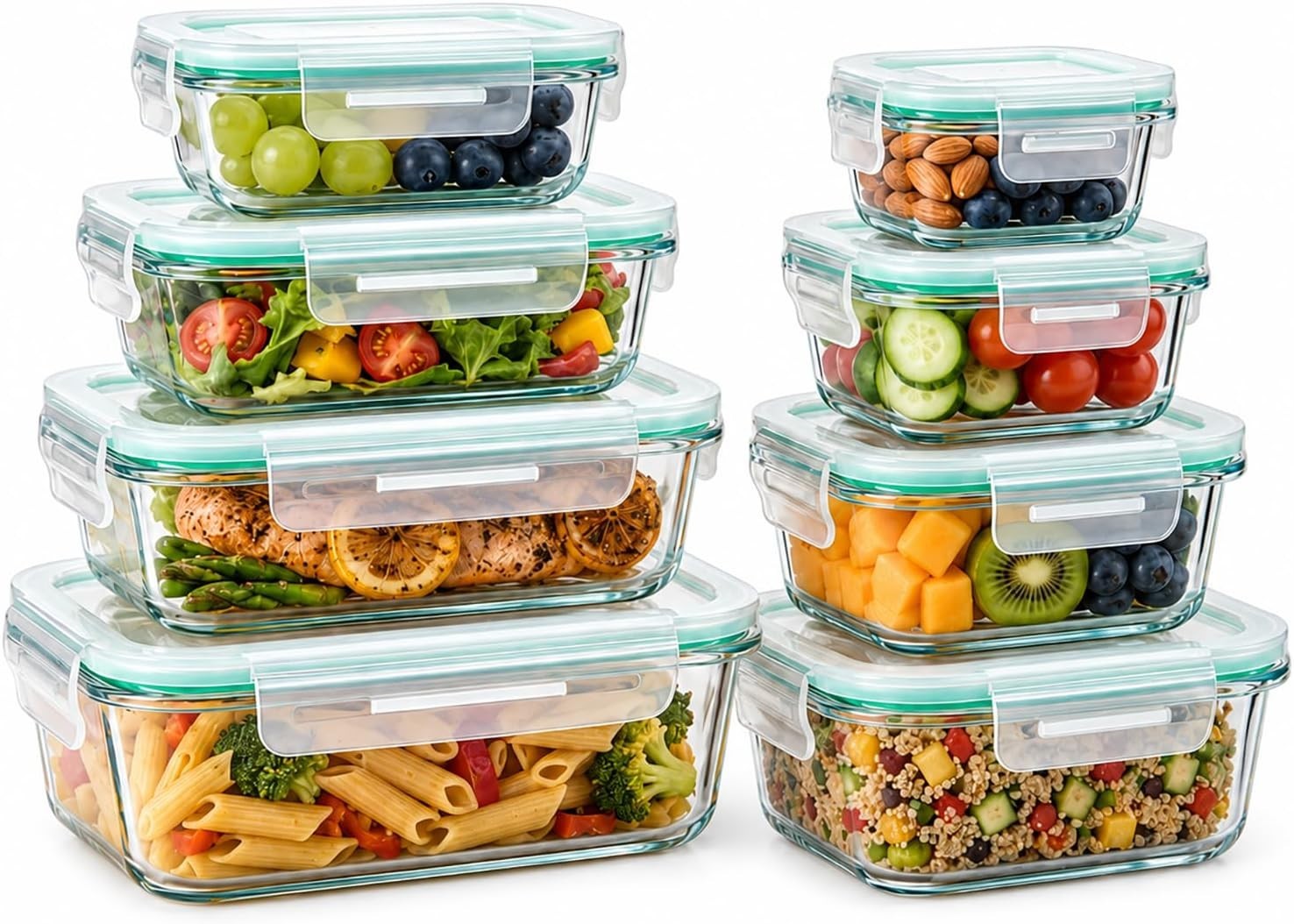8 Pack Glass Food Storage Containers with Lids, Airtight Glass Meal Prep Cont…
