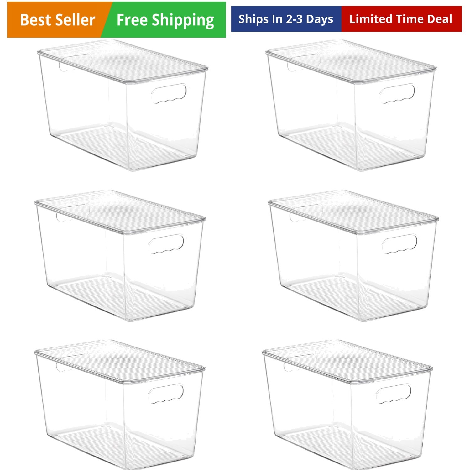 6 Pack Clear Stackable Storage Bins with Lids,XLarge Plastic Containers with …