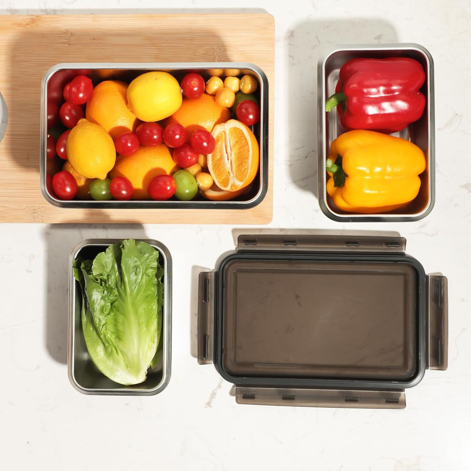 18/10 Stainless Steel Freezer Storage Containers Set of 2, 47Oz 94Oz Food Contai