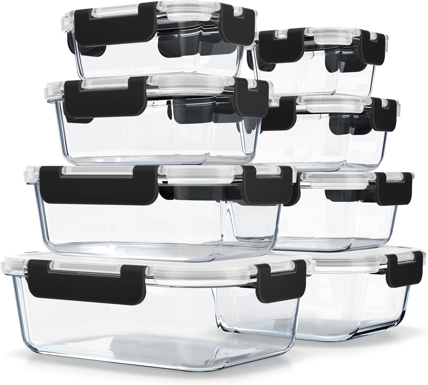 Bakken Borosilicate Glass Food Storage Containers with Lids 16 Pieces, Bpa-Free
