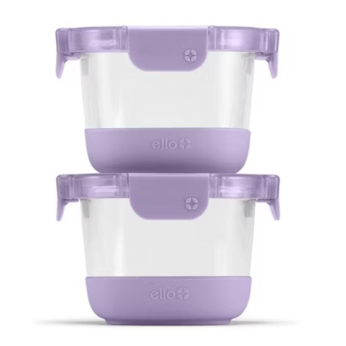 Ello 4pc 2c Glass Refresh Round Food Storage Container Set Purple