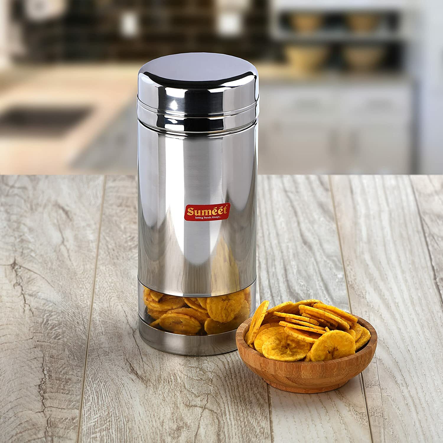Stainless Steel Circular See Through Container Storage Set of 2 – 1.25 l each