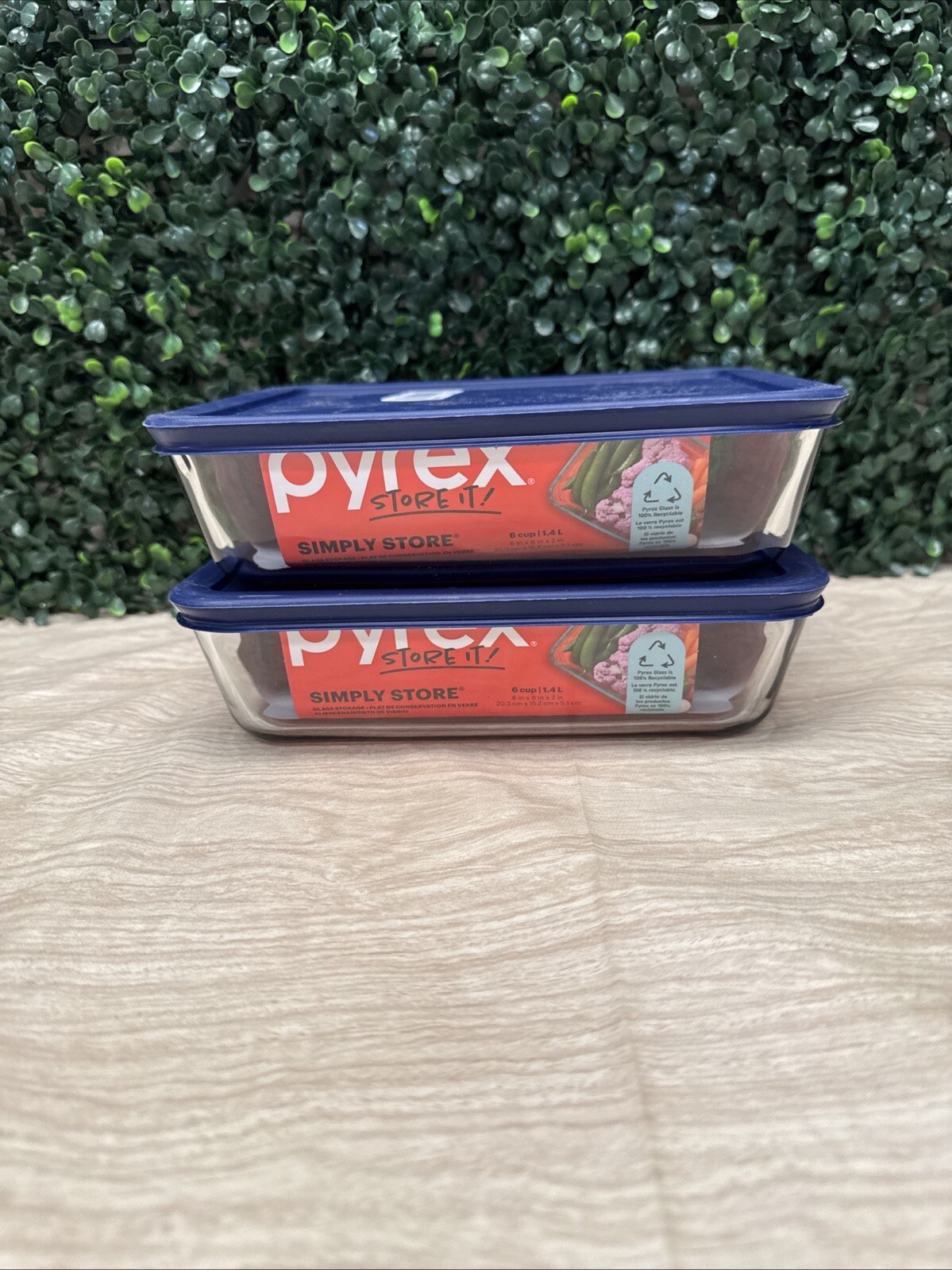 Pyrex Rectangular Storage Dish 1.4L 6 Cup. 2 Pack