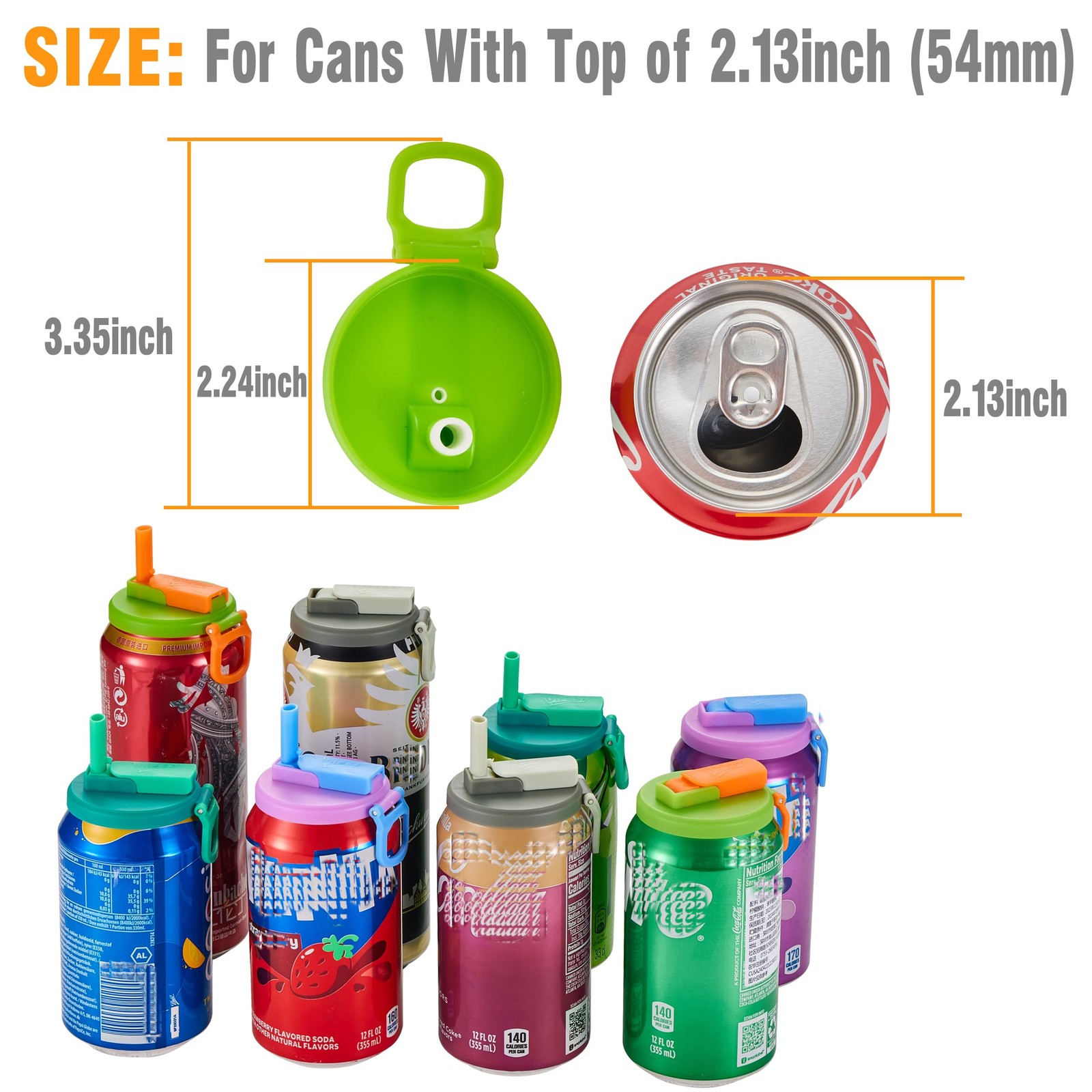 ORIGINAL CREATOR – DIPESI 8 pack 8 color Soda Can Lids with Straws, Pop Can C…