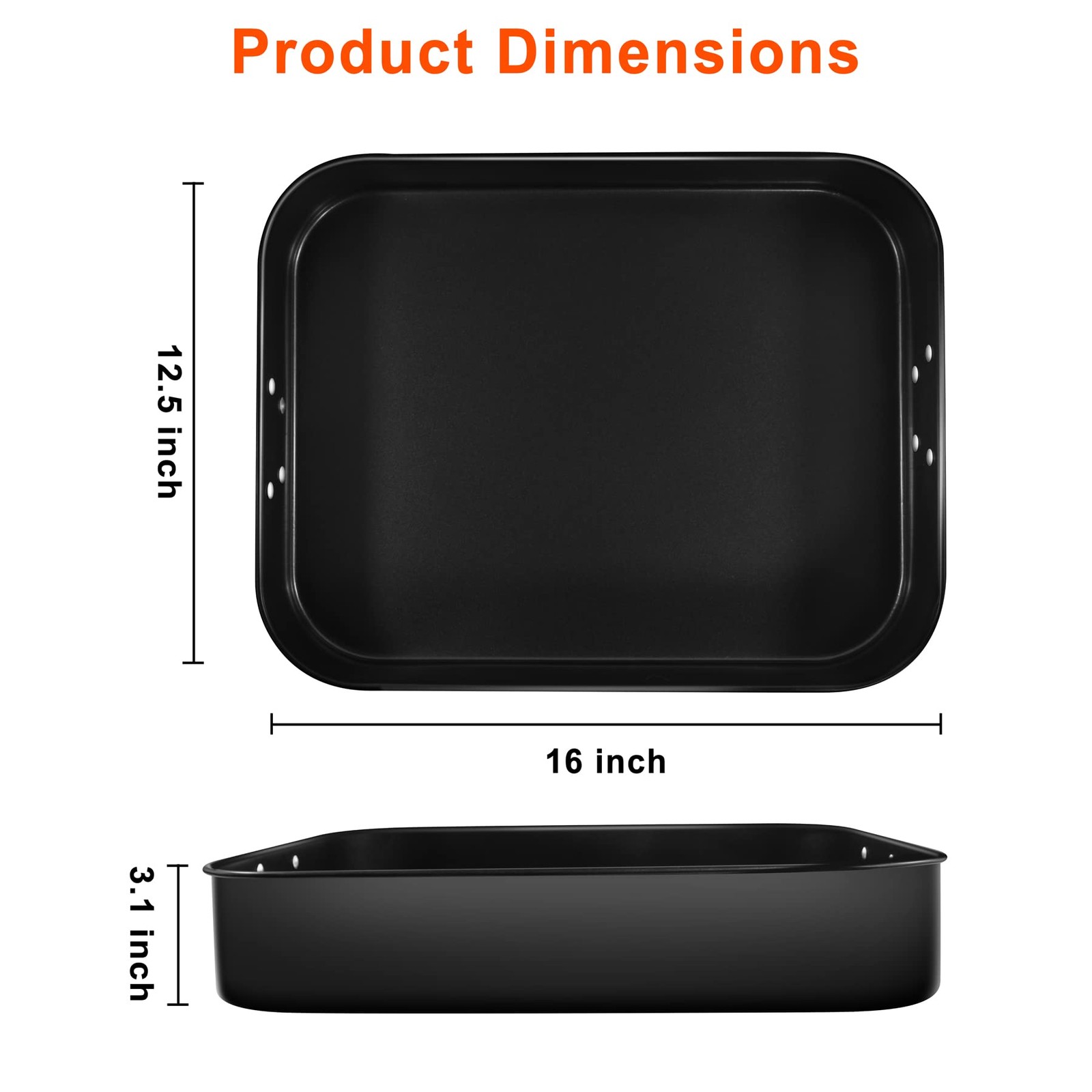 mobzio Lasagna Pan Deep, Baking for Oven, 16x12x3 Inch Black