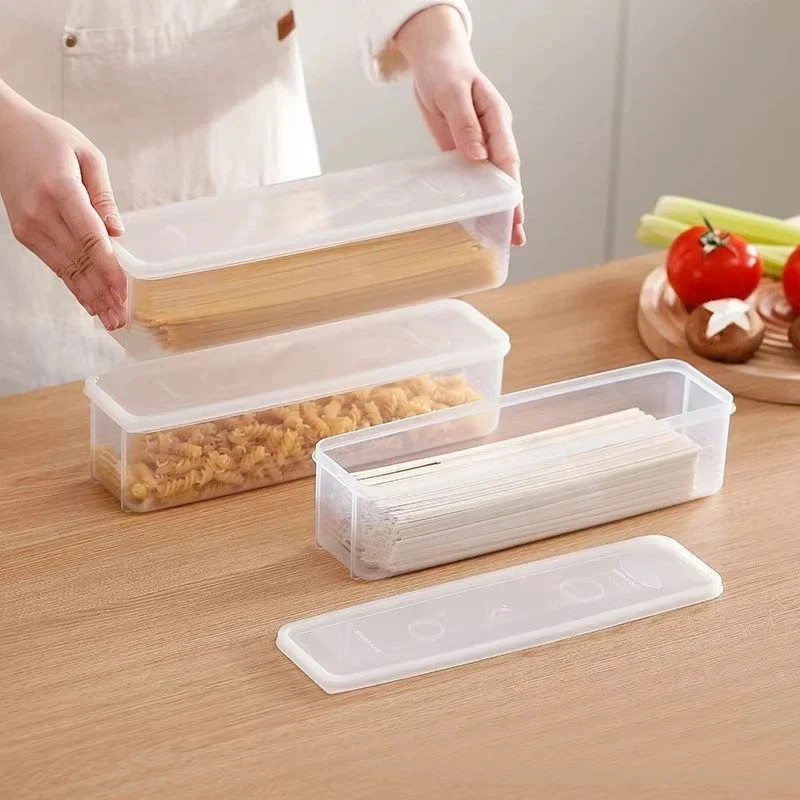 4Pcs Long Rectangular Food Storage Containers Plastic Fridge Organizer Boxes**