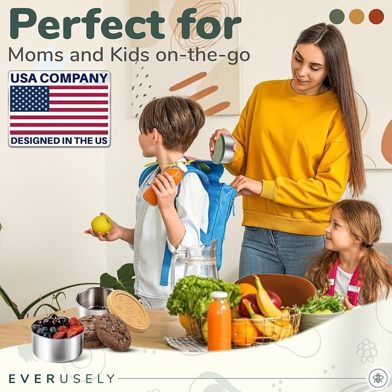Leakproof Stainless Steel Containers Set Portable Easy Clean Family Friendly New