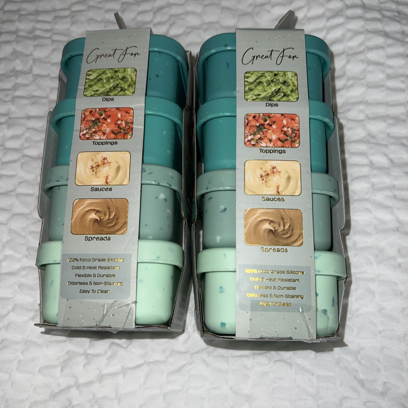 2 NEW Sets of 4 Gourmet Kitchen Reusable Prep & Go Condiment Containers