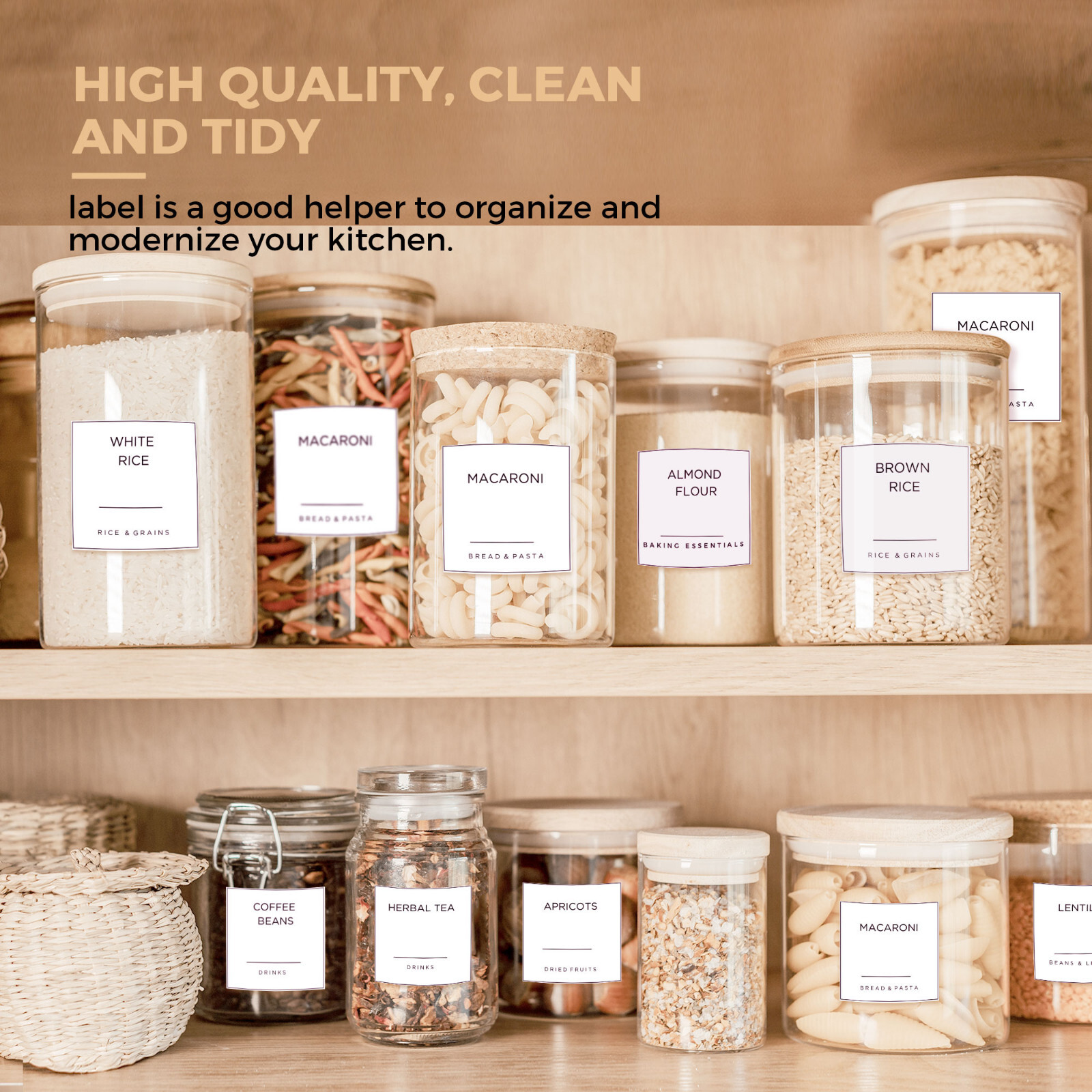 192 Kitchen Pantry Labels for Food Containers | Organize Your Pantry Minimalist