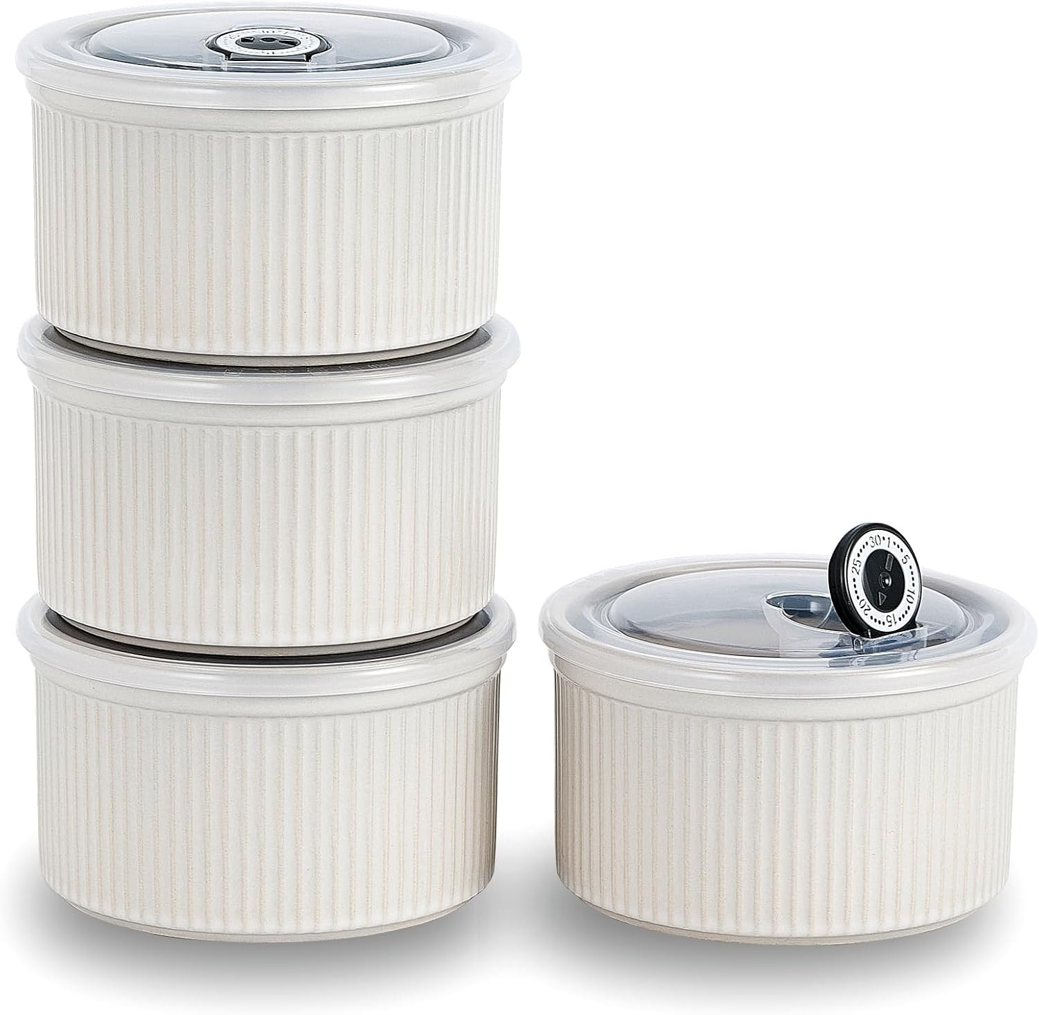 20 oz Ceramic Bowls with Lids, Airtight Food Storage Containers, Microwave Safe
