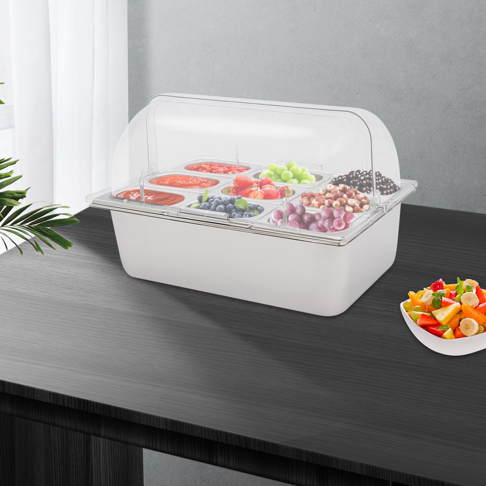 Food Serving Container Flip Top Serving Container with Lid + 9 Spoons & Clamps~