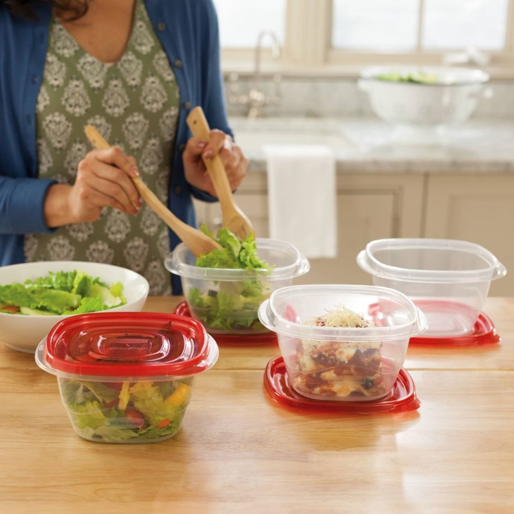 Rubbermaid 4pk 5.2c TakeAlongs Deep Square Food Storage Containers Ruby Red