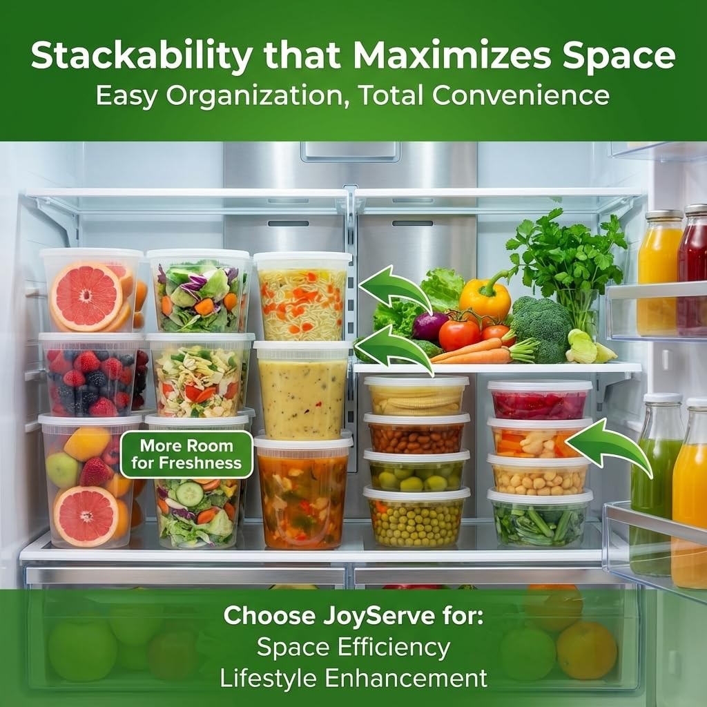 Deli Food Containers with Lids – (24 Pack) 8 Sets of Each Size – 8 Oz – Cup /…