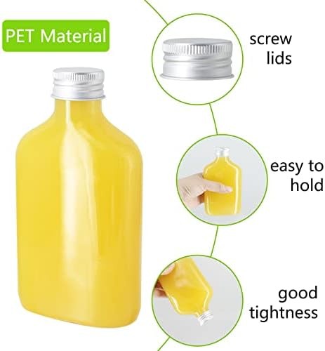 zmybcpack 24 Pack 8oz Plastic Juice Bottles with Caps, Flat Juice Bottles Bev…