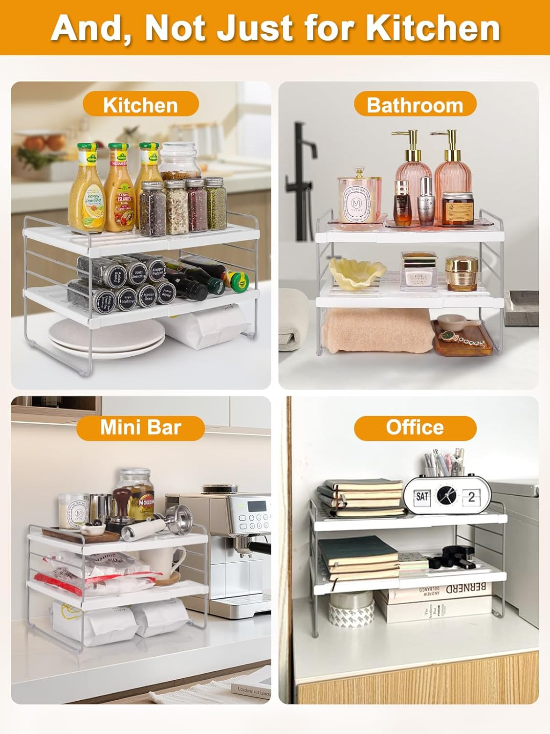 JUPELI Foil and Plastic Wrap Organizer, Expandable Kitchen Pantry Storage, Heigh