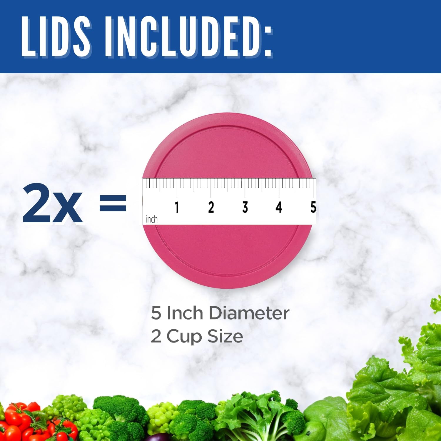 Replacement Lids fits Pyrex 2-Cup Round Glass Cover for 7200-PC Fuscia 2 Pack