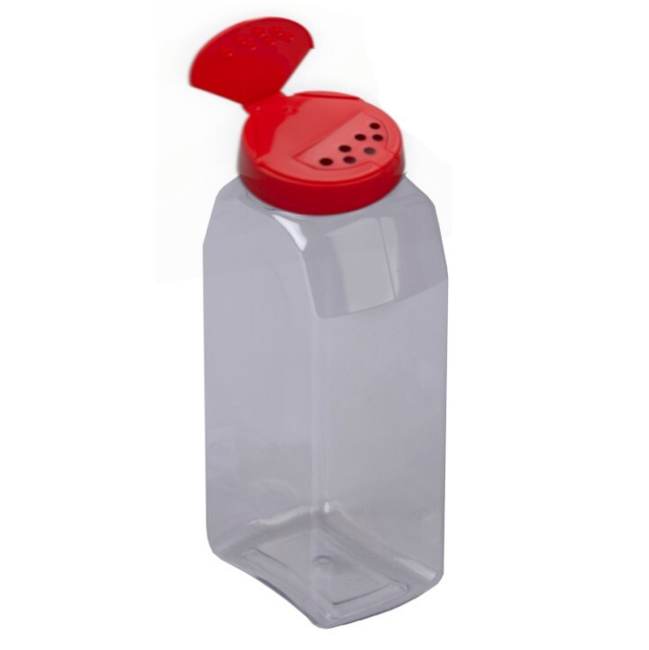 6 Pack 32 Oz Plastic Spice Jars with Red Cap, Clear and Safe Plast…