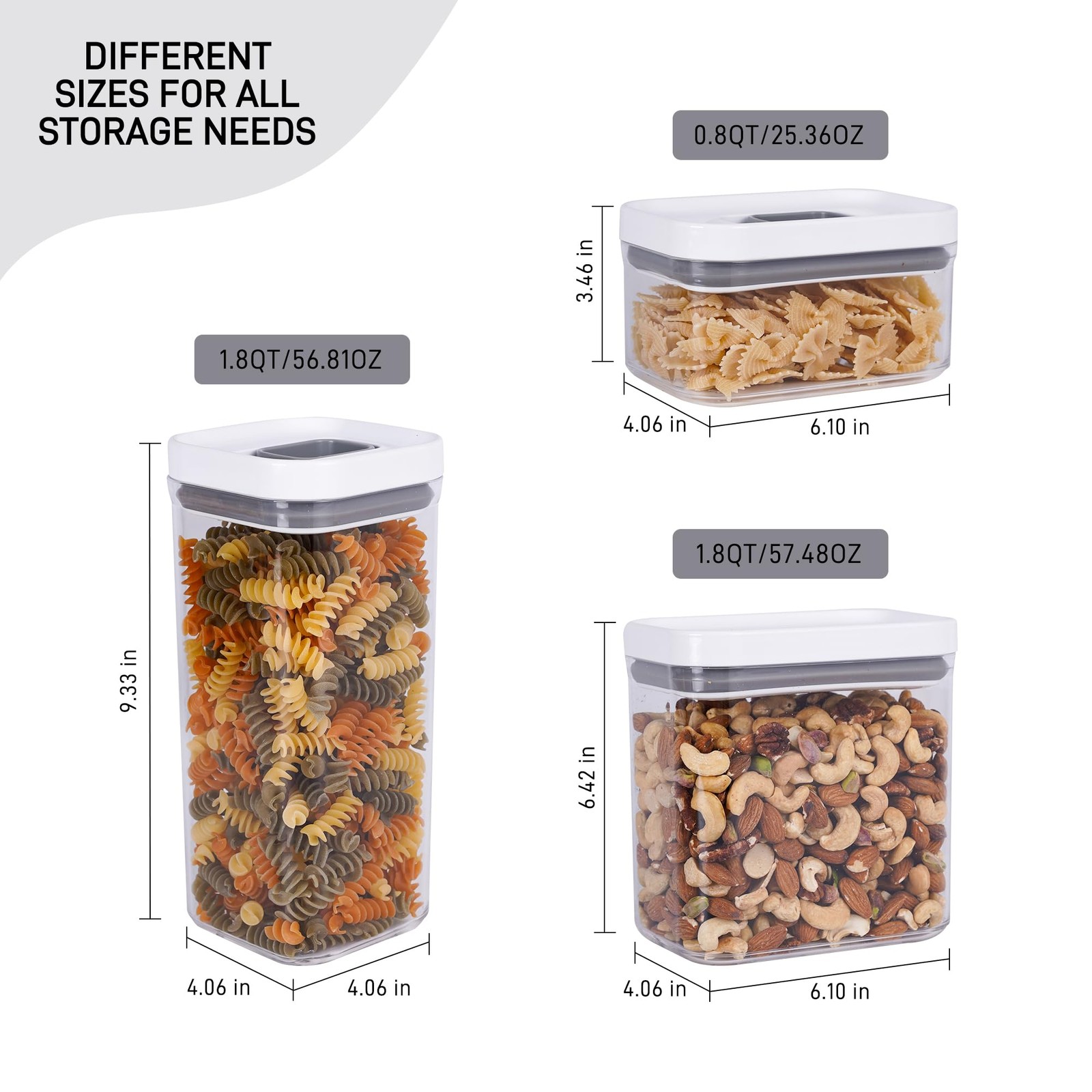 3 Pack -Touch Seal Food Storage Containers with Lids, Airtight Stackable BPA-…