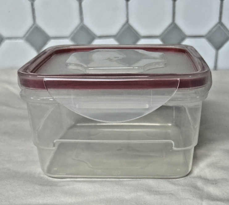 Snap Lid Plastic Food Container 3.1 Cup (Square) With Lid