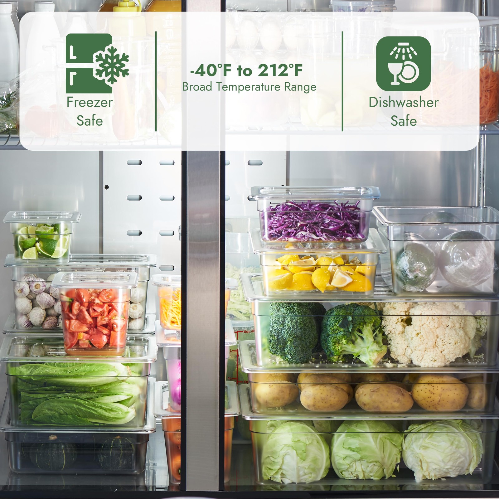 CURTA 6 Pack NSF Food Pans, /6 Size 6 Inch Deep, Commercial Polycarbonate