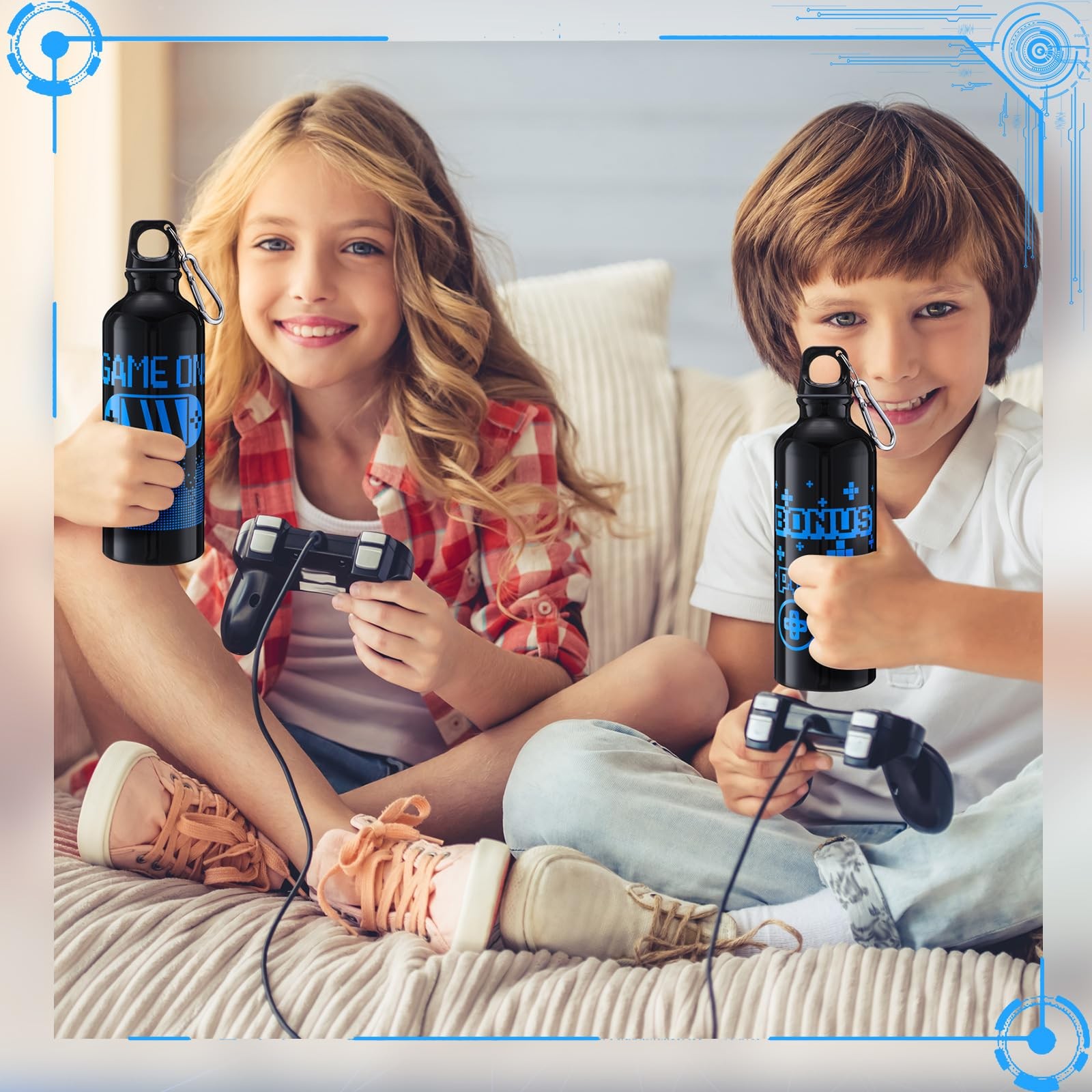Silifine 12 Pcs 17Oz Gaming Water Bottle Sports Insulated Water Bottle Hook