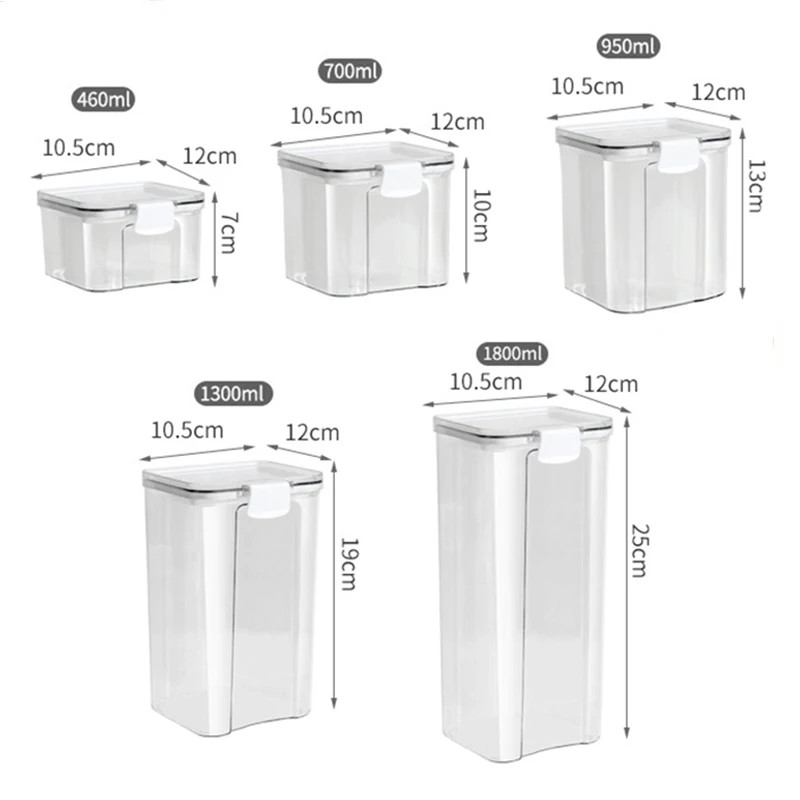 Kitchen Grain Storage Jars Large Plastic Moisture Proof Sealed Organizer Set