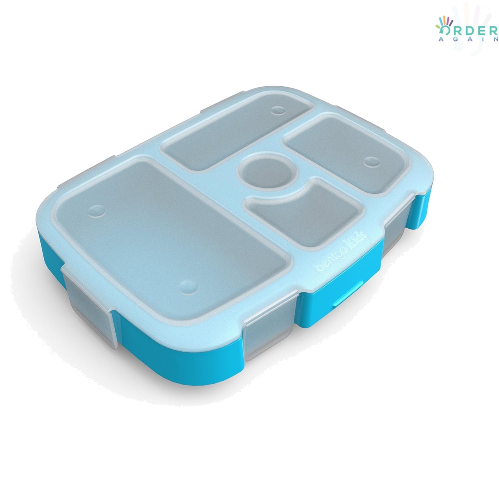 Kids Plastic Meal Prep Tray 5 Compartments Turquoise with Cover Reusable BPA-…