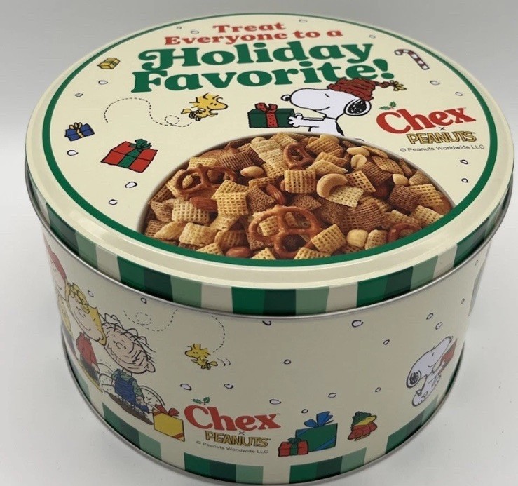 Chex Mix Peanuts Holiday Tin Charlie Brown Snoopy Collectible 2025