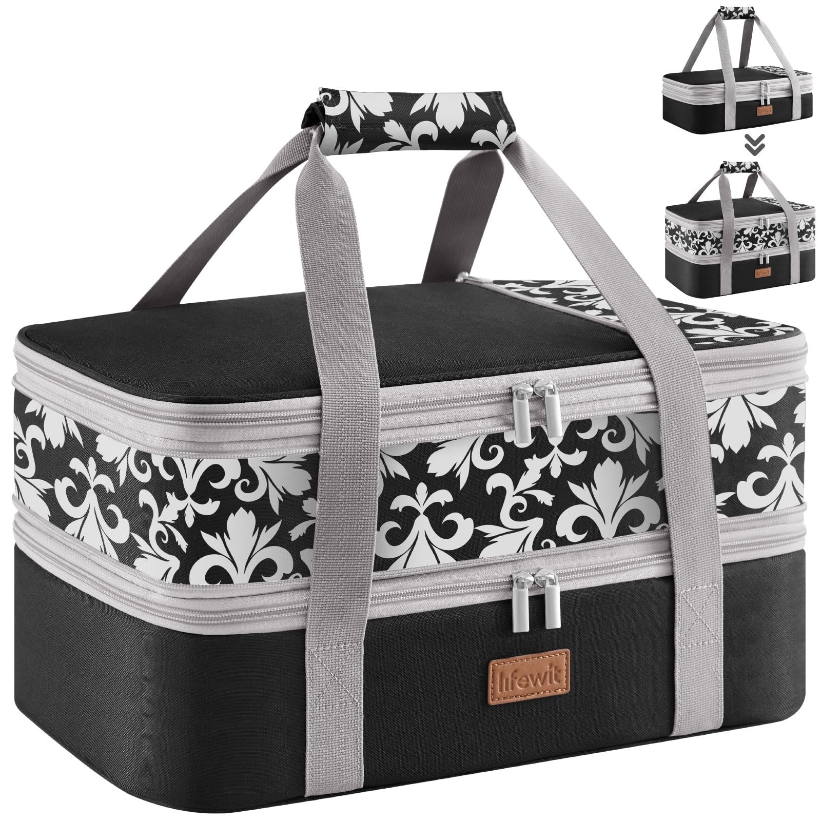 Lifewit Expandable Insulated Casserole Carrier Hot Cold Food Double Decker Food