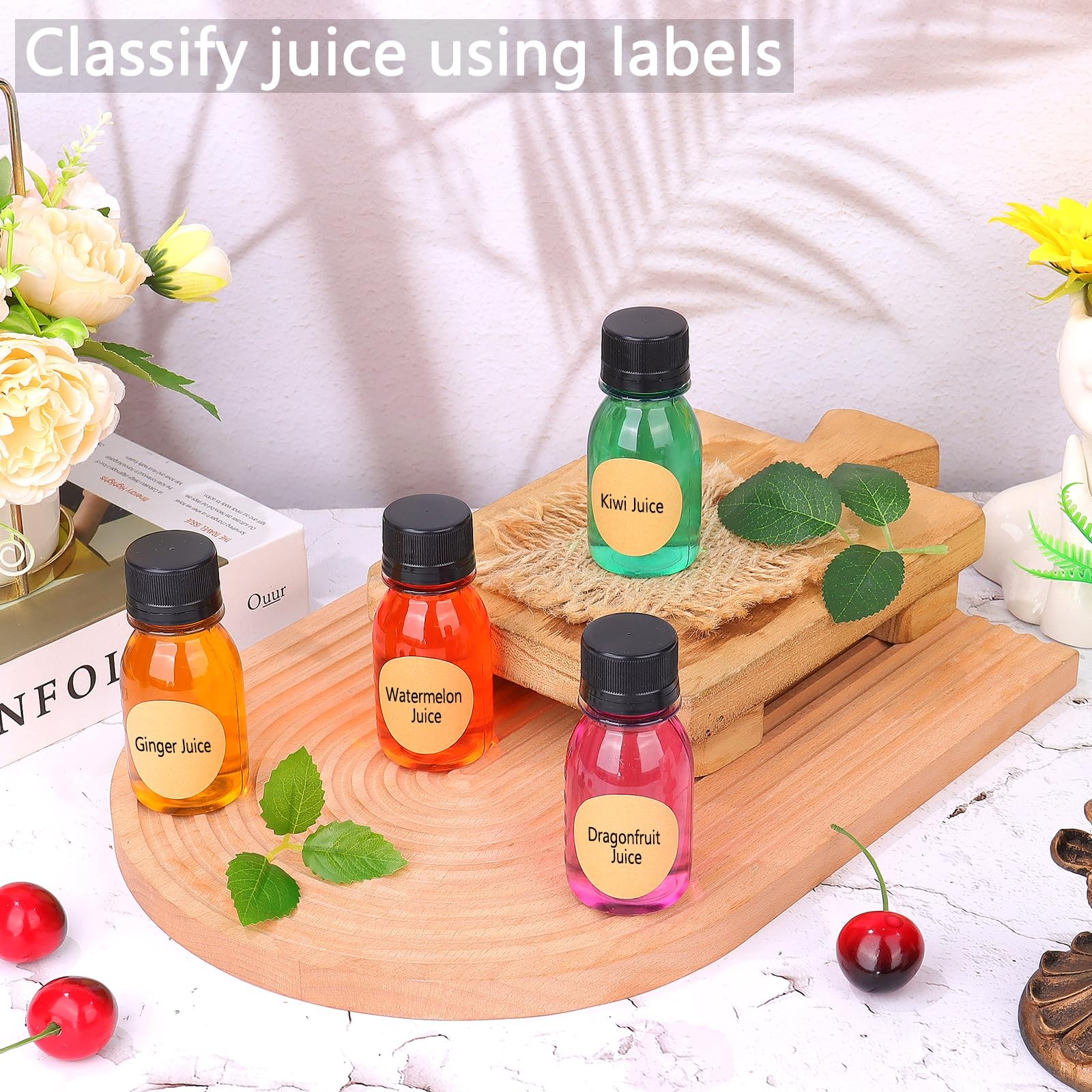 42 Pcs 2oz Plastic Bottles for Liquids, Mini Jars with 2 oz, 42pcs