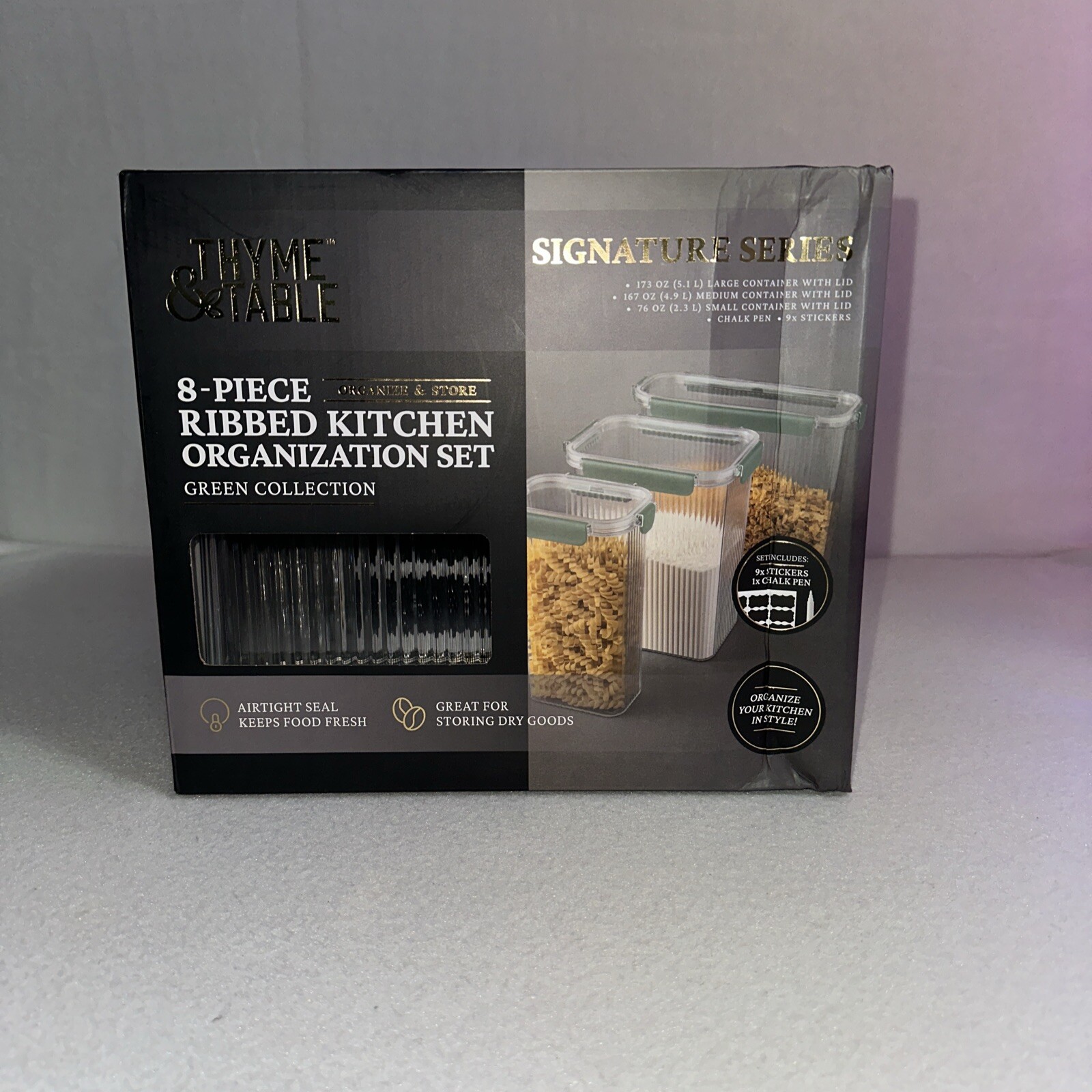 Thyme & Table Kitchen Container Organization Set Sage Green Storage 8 Piece
