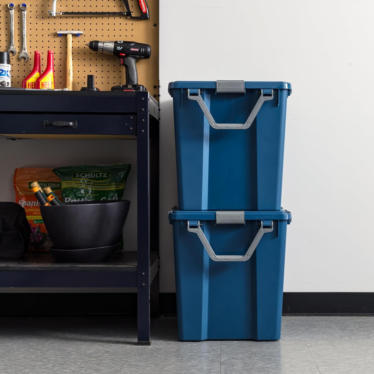 IRIS USA WeatherPro 103 Qt Eco-Friendly Storage Bins W/ Lids 2 Pack BPA-Free