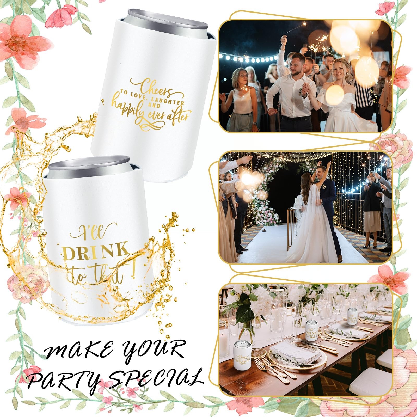 SiliFine 101 Wedding Can Coolers Bulk For 100 Guests Engagement Party Favors