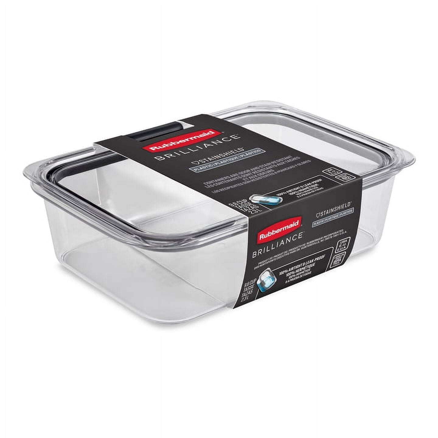 (2 pack) Brilliance 9.6 Cup Large Stain-Proof Food Storage Container