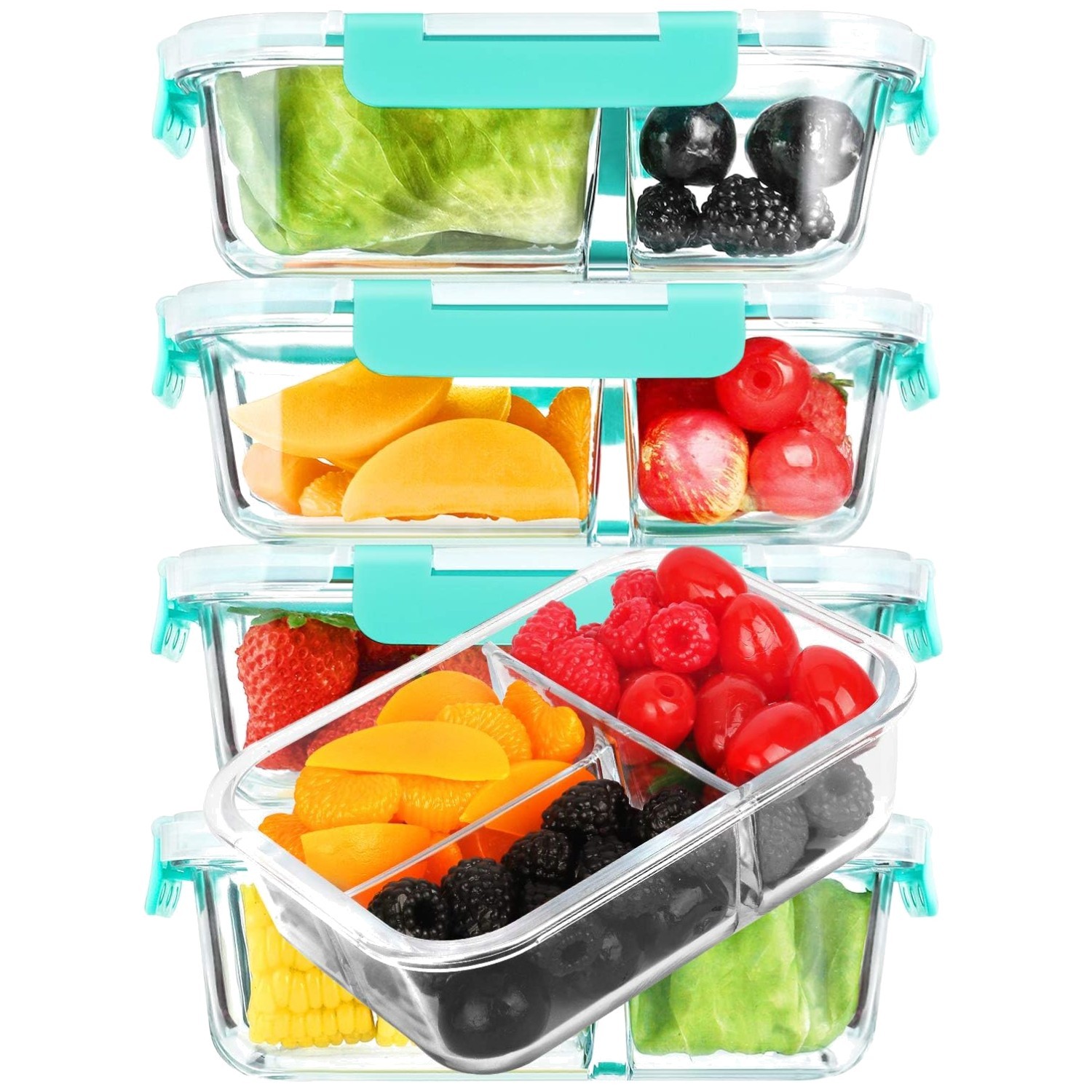 Leak-Resistant Glass Meal Prep Containers