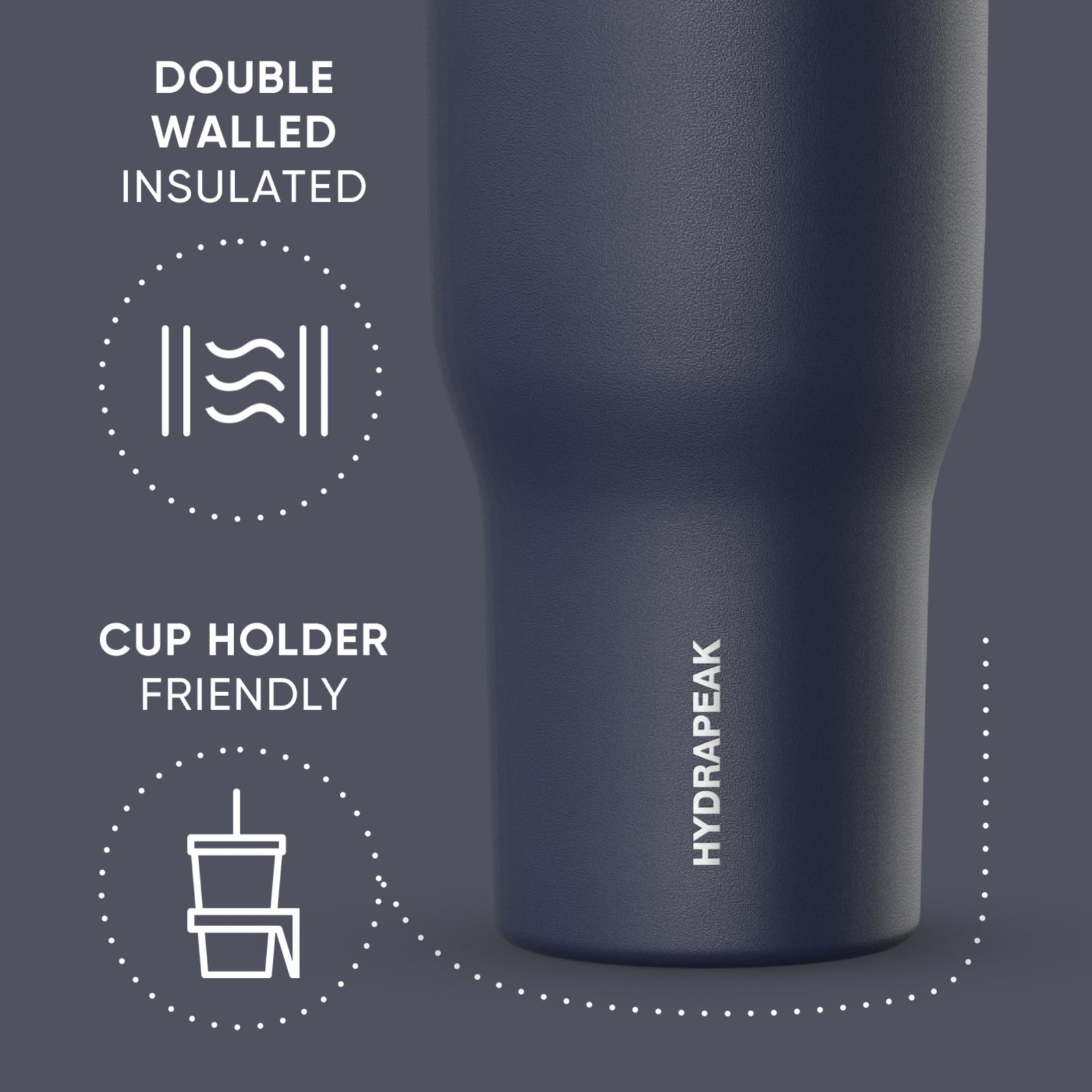 Hydrapeak Nomad 40Oz Insulated Stainless Steel Travel Tumbler Handle Straw Lid